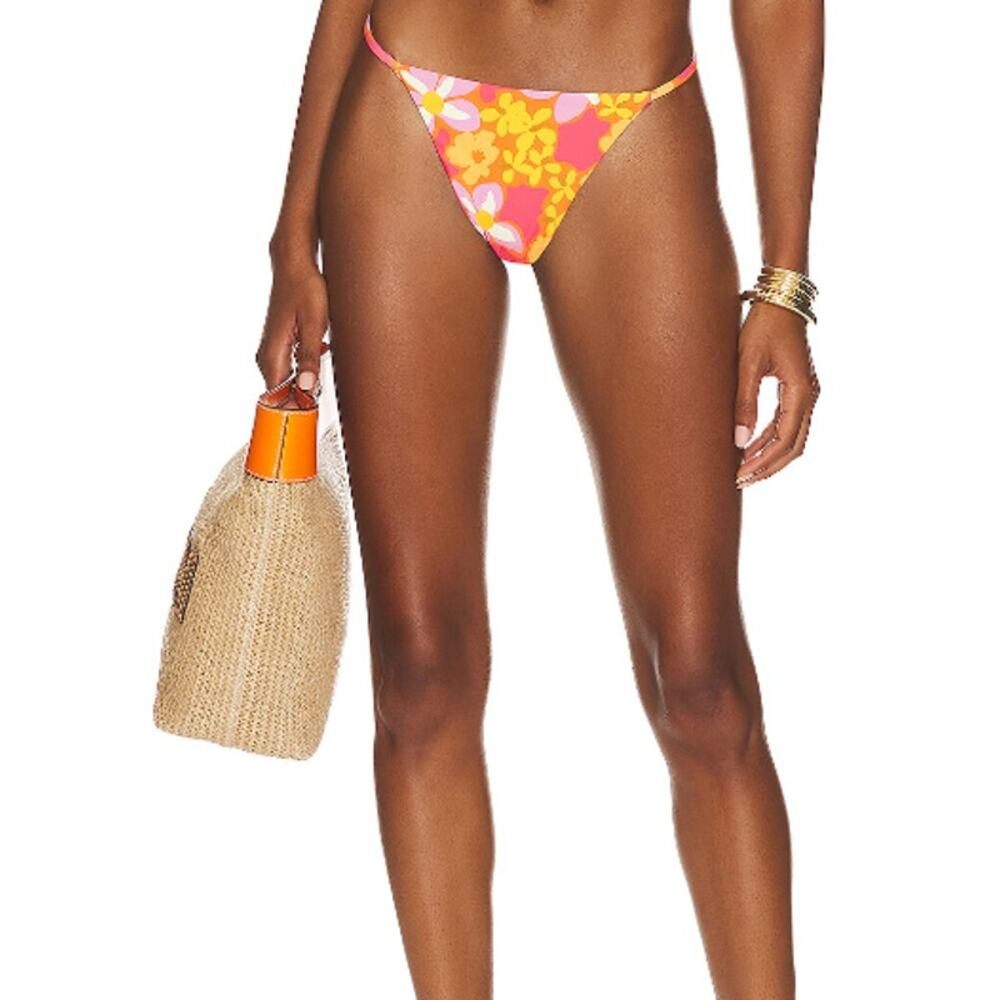 NWT Revolve x Stone Fox Swim Red Leilei Floral Isle Thong Bikini‎ Bottom Swim XS